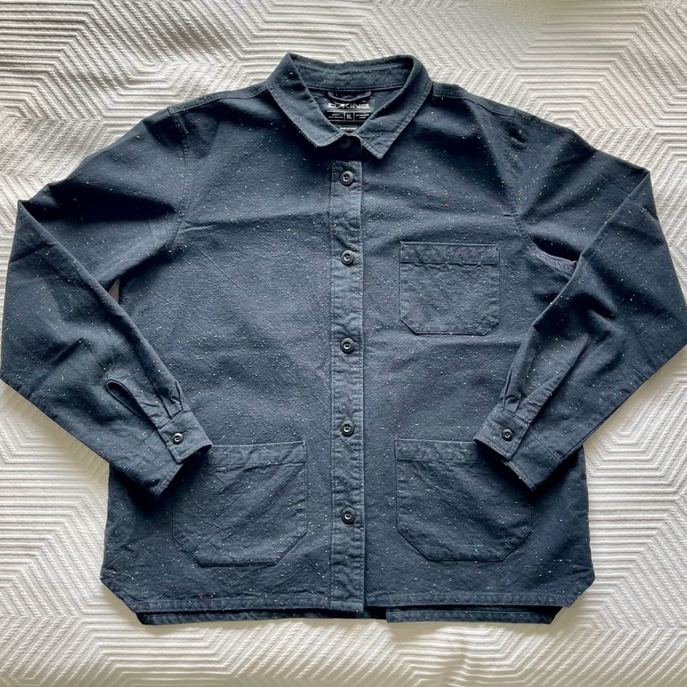 Dakine Women’s XL Shacket Cotton Black Navy Speckle Confetti Workwear Button Up